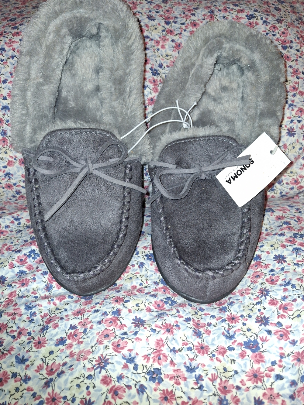 Sonoma Gray Fleece-Lined Moccasins
